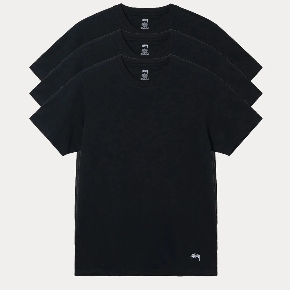Stussy 3 Pack Undershirts Black Size XXL XX Large NEW NIB Unworn T Shirt Set